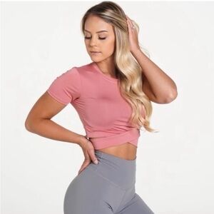 NVGTN Dusty Rose Criss Cross Crop Top NWT L